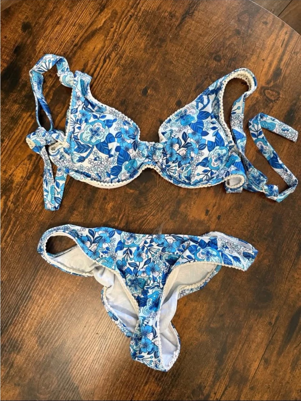 Blue Floral Underwire Bikini Set